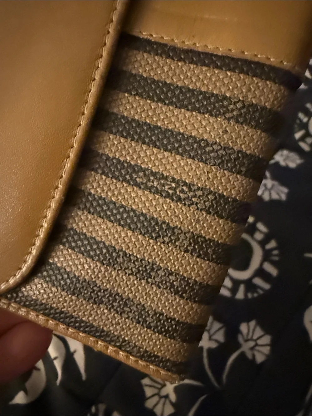 Fendi Card Holder Wallet in Tan and Brown Stripe